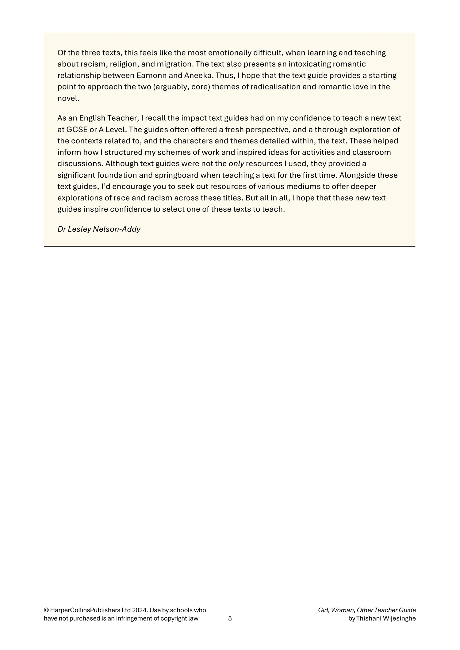 Collins A Level Set Text Teacher Guides - Girl, Woman, Other Teacher Guide: (Download First edition) - Image 5