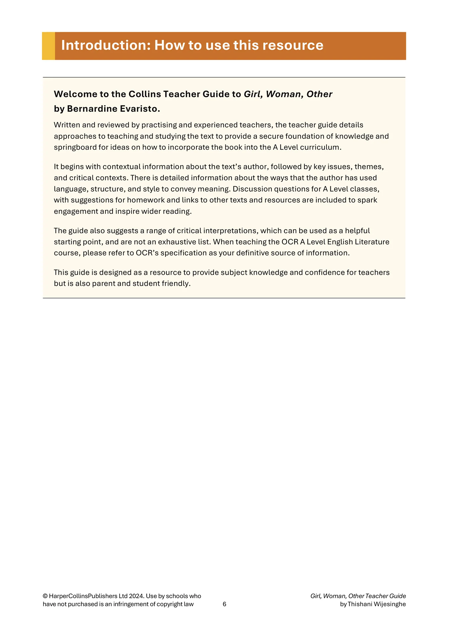 Collins A Level Set Text Teacher Guides - Girl, Woman, Other Teacher Guide: (Download First edition) - Image 6