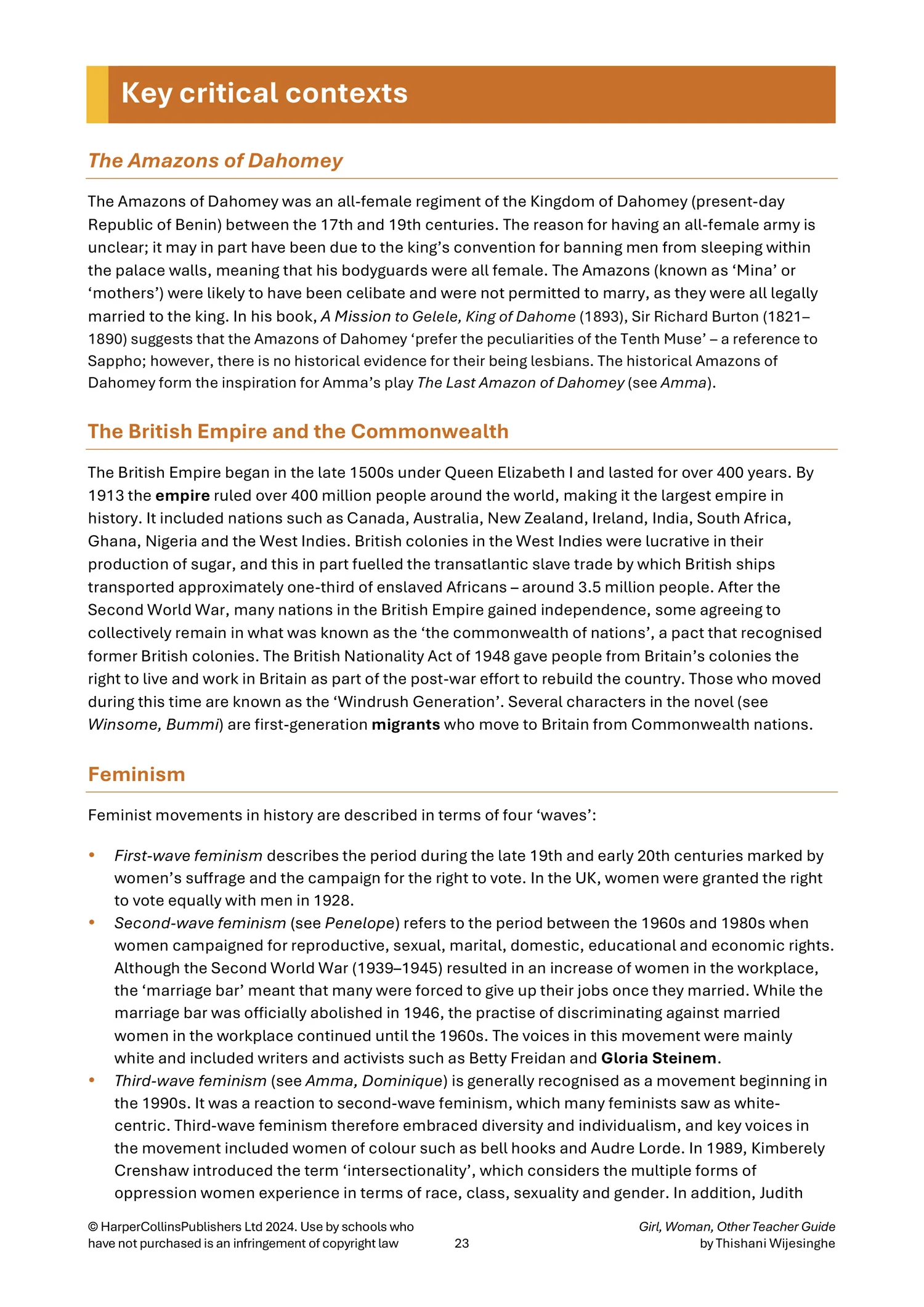 Collins A Level Set Text Teacher Guides - Girl, Woman, Other Teacher Guide: (Download First edition) - Image 8