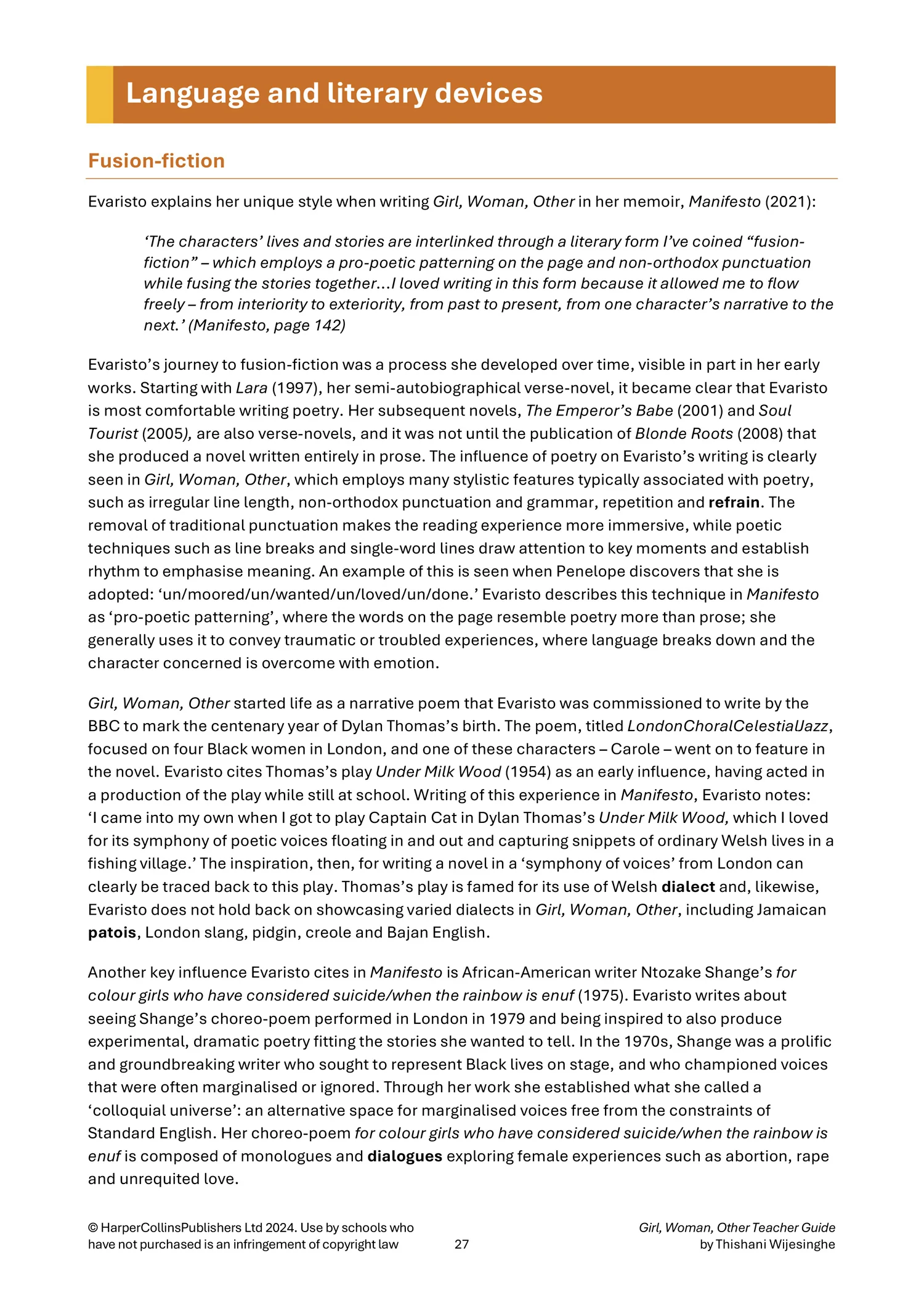 Collins A Level Set Text Teacher Guides - Girl, Woman, Other Teacher Guide: (Download First edition) - Image 9