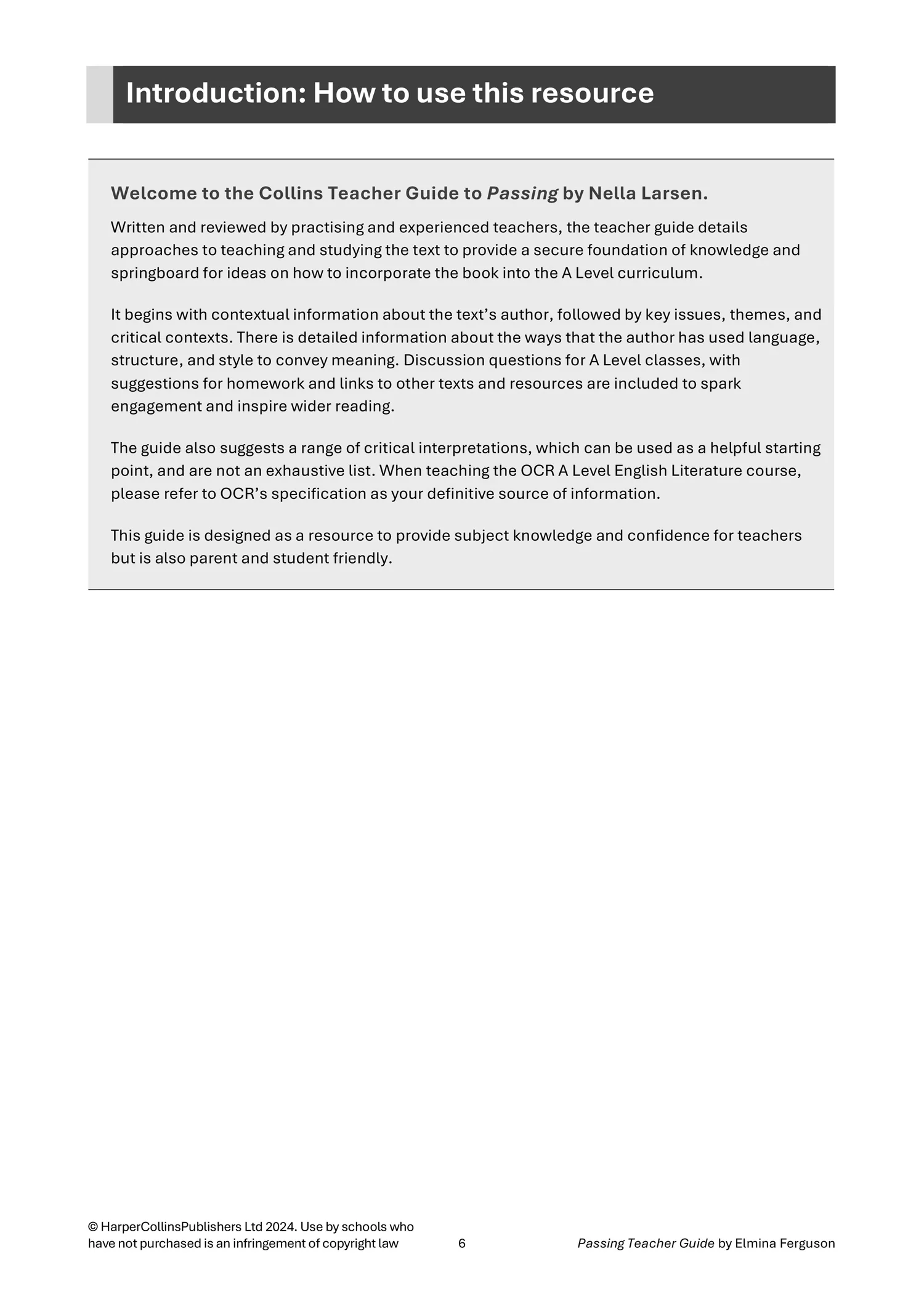 Collins A Level Set Text Teacher Guides - Passing Teacher Guide: (Download First edition) - Image 6