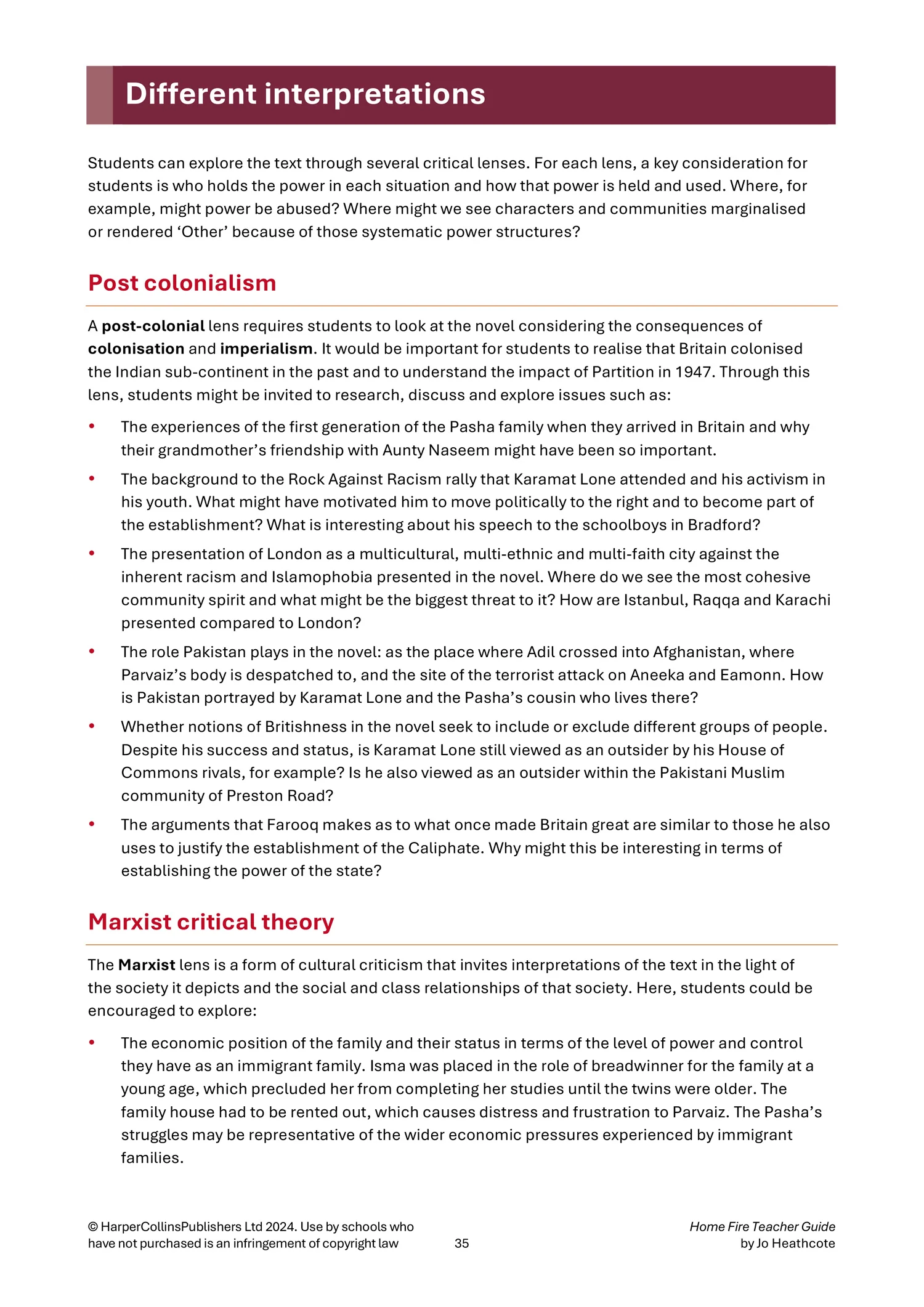 Collins A Level Set Text Teacher Guides - Home Fire Teacher Guide: (Download First edition) - Image 10