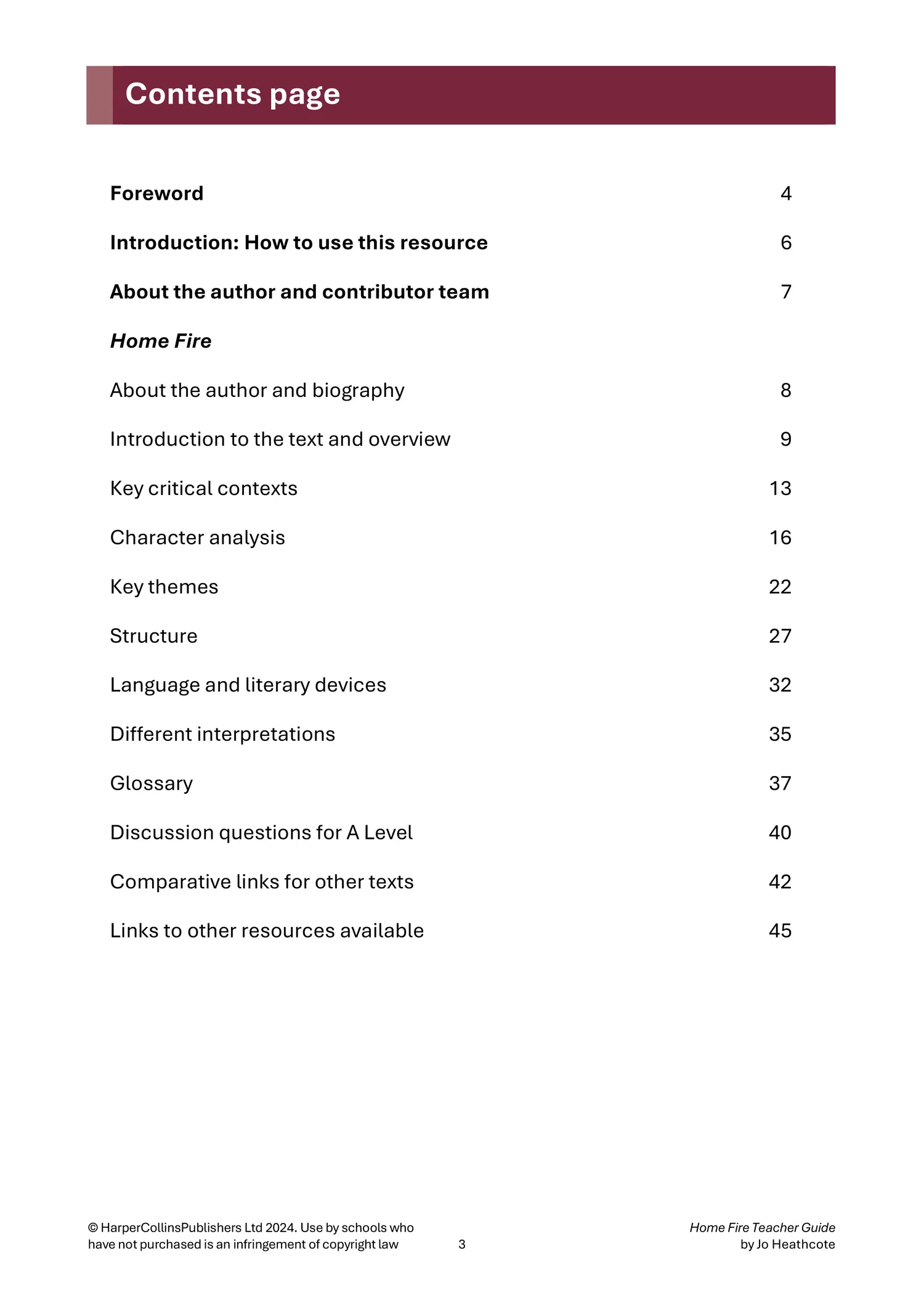 Collins A Level Set Text Teacher Guides - Home Fire Teacher Guide: (Download First edition) - Image 3