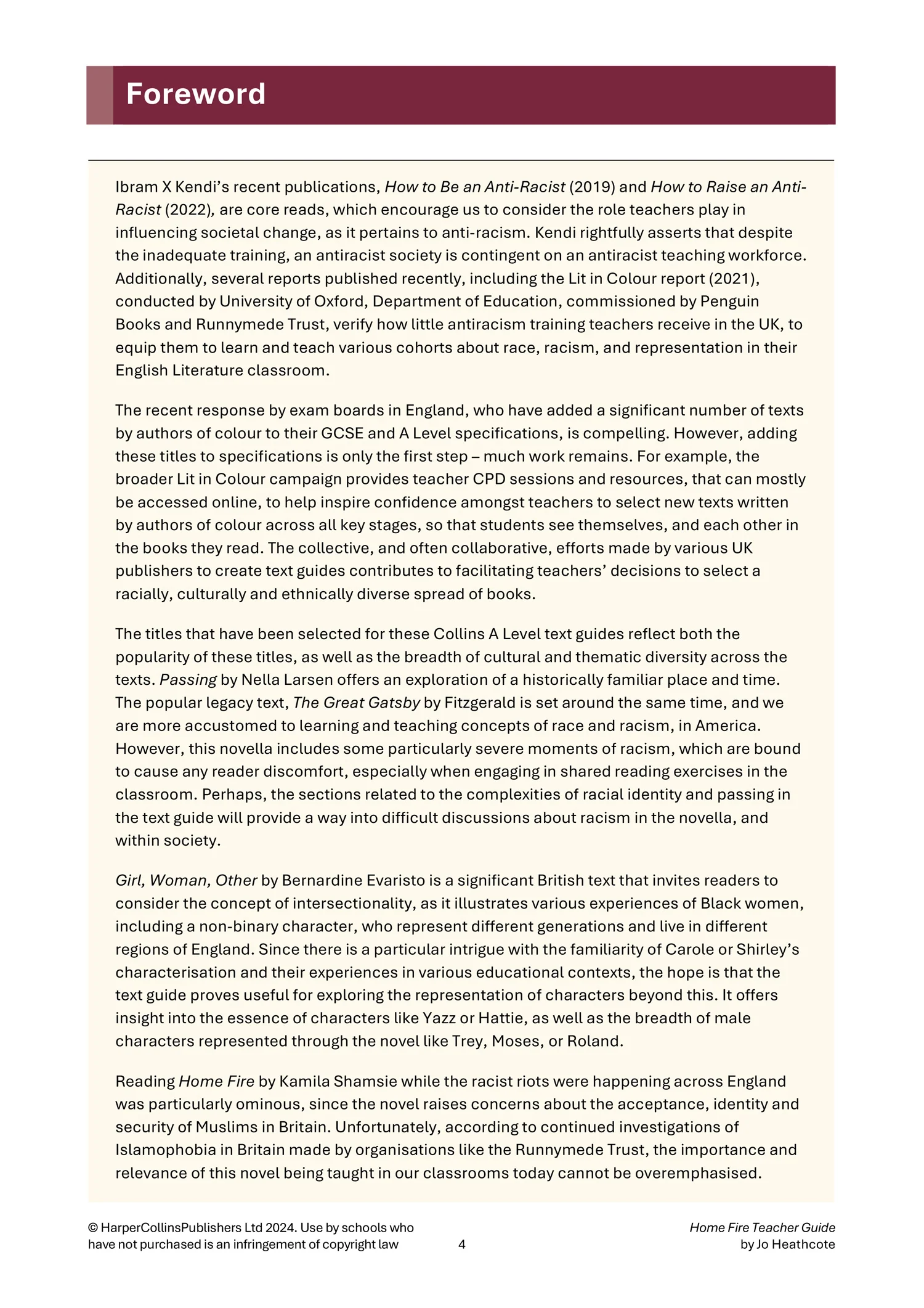 Collins A Level Set Text Teacher Guides - Home Fire Teacher Guide: (Download First edition) - Image 4