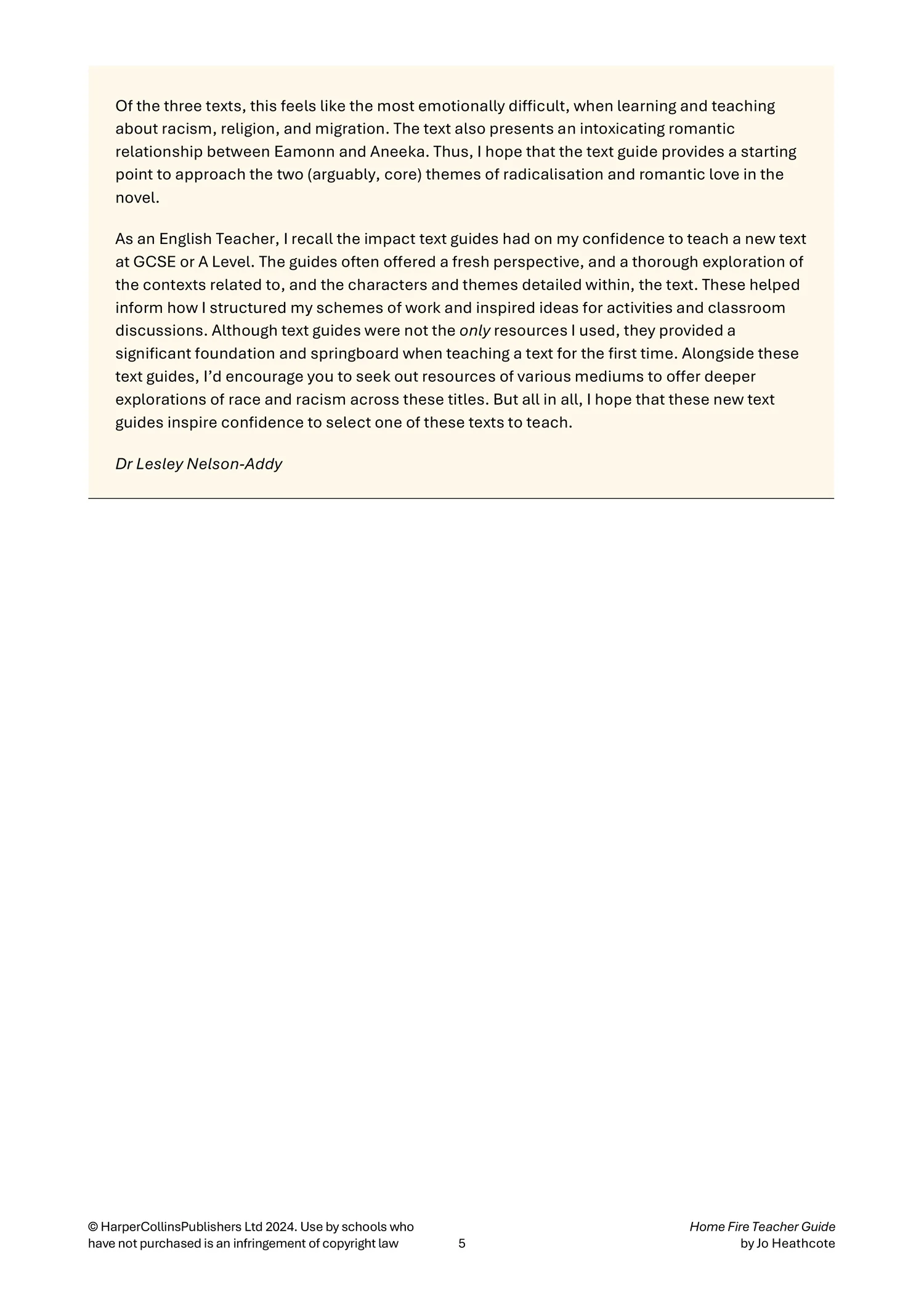 Collins A Level Set Text Teacher Guides - Home Fire Teacher Guide: (Download First edition) - Image 5