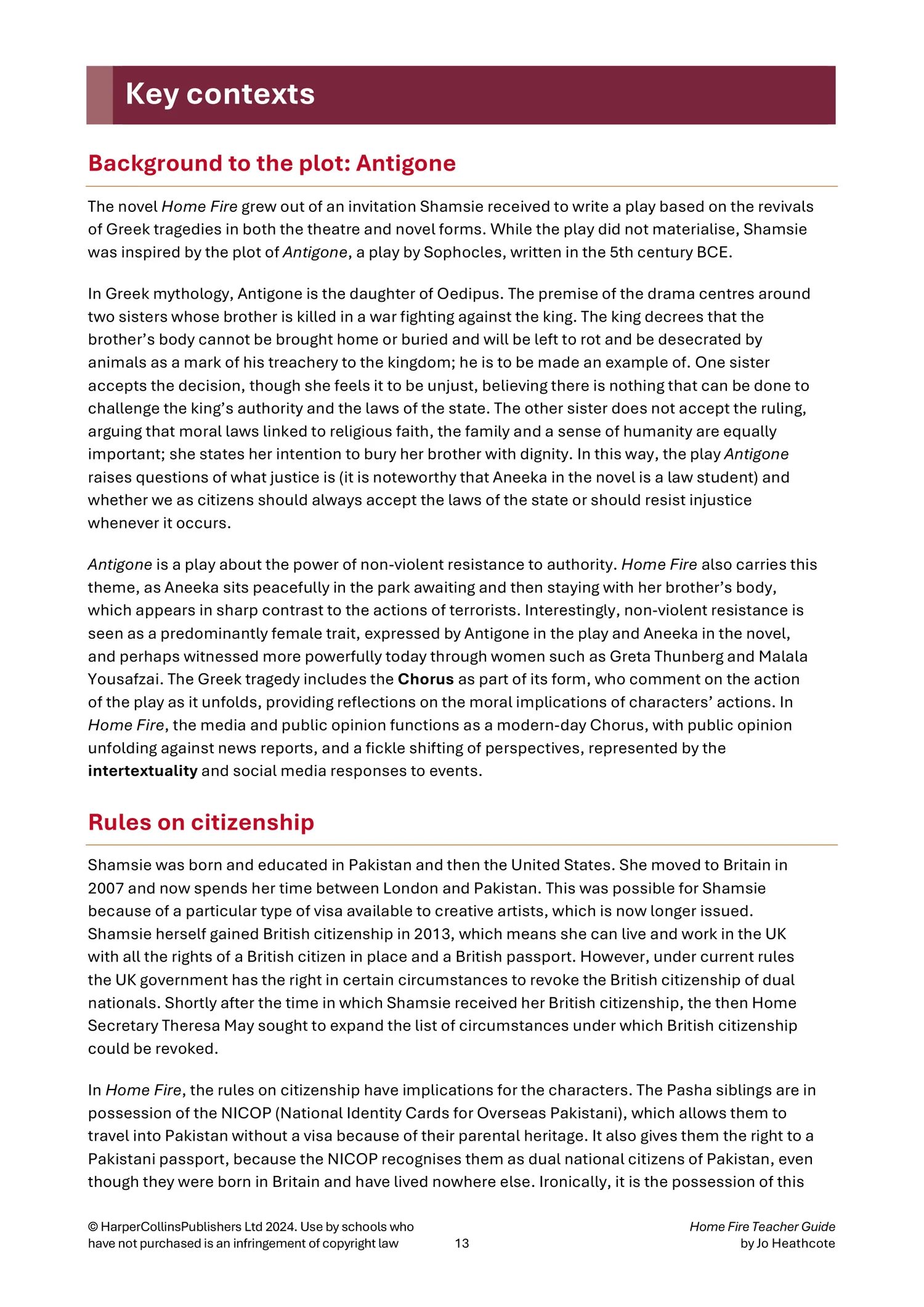 Collins A Level Set Text Teacher Guides - Home Fire Teacher Guide: (Download First edition) - Image 8